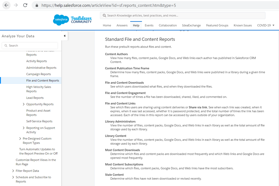 Salesforce Standard file and Content Report
